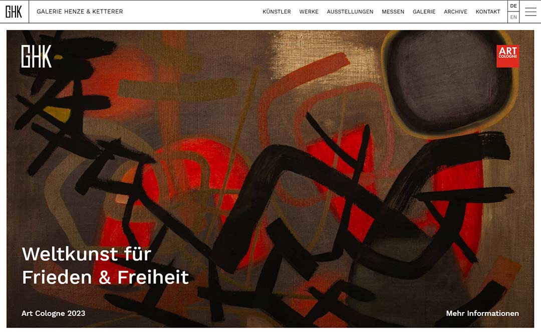 Galerie Henze & Ketterer Webbureau Webflow Webseite